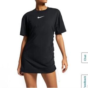NIKE black tshirt side cinch short sleeve swoosh dress medium